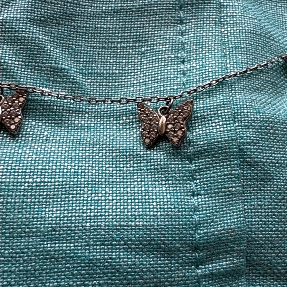 Five Sparkly Butterflies Necklace 925 Sterling 14”-18” long Dainty demure - Picture 5 of 6